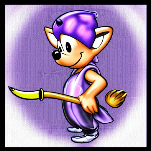 Image similar to Smoothnic, a French pipe fitter purple hedgehog from the Bronx in an Sega Saturn game