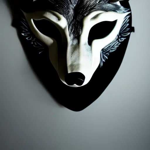 Image similar to mask of wolf, studio photo, lighting, soft lighting