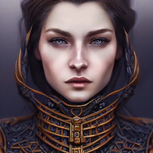 Image similar to a close up portrait of a Alyx Vance, D&D, fantasy, intricate, elegant, highly detailed, digital painting, polaroid, concept art, smooth, sharp focus, illustration, art by Viktor Antonov