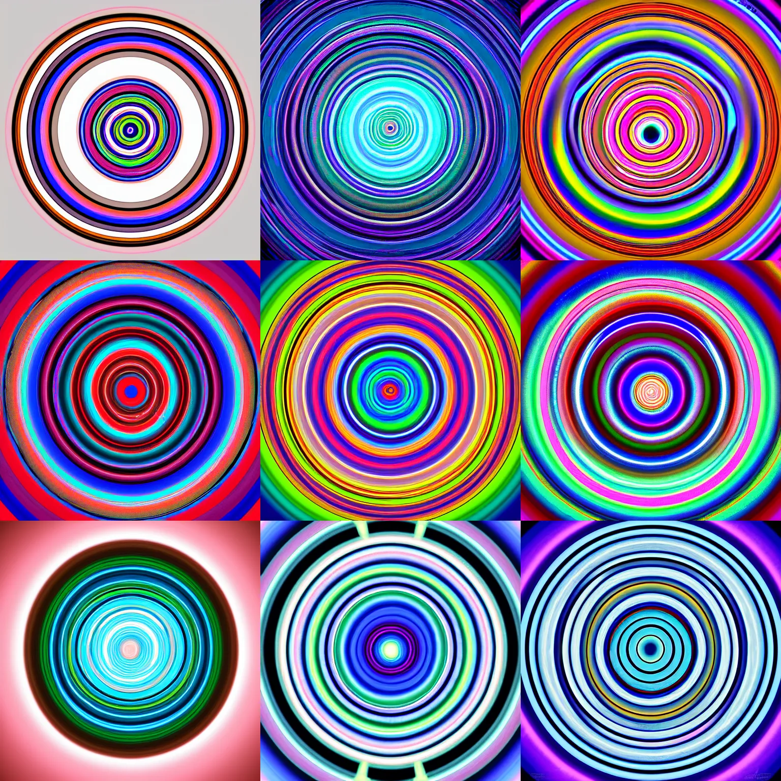 Prompt: concentric circles, cold iridescent colors, digital painting, hd, 4 k