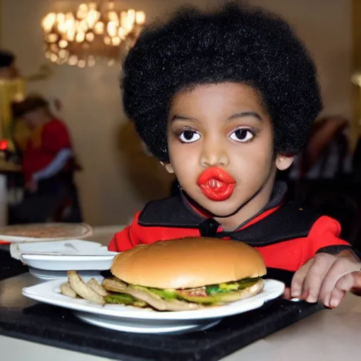 Prompt: Prince eating an burger