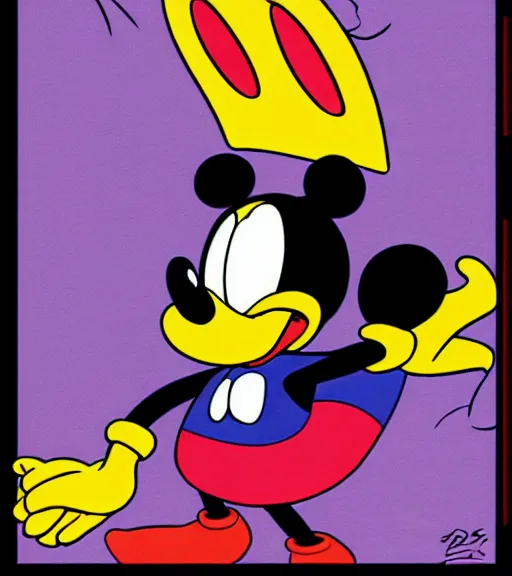 Image similar to a child of mickey mouse and donald duck, in ren and stimpy style s - w 5 7 6