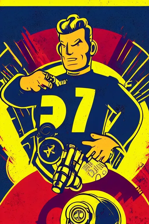 Image similar to fallout 7 6 retro futurist illustration art by butcher billy, sticker, colorful, illustration, highly detailed, simple, smooth and clean vector curves, no jagged lines, vector art, smooth andy warhol style