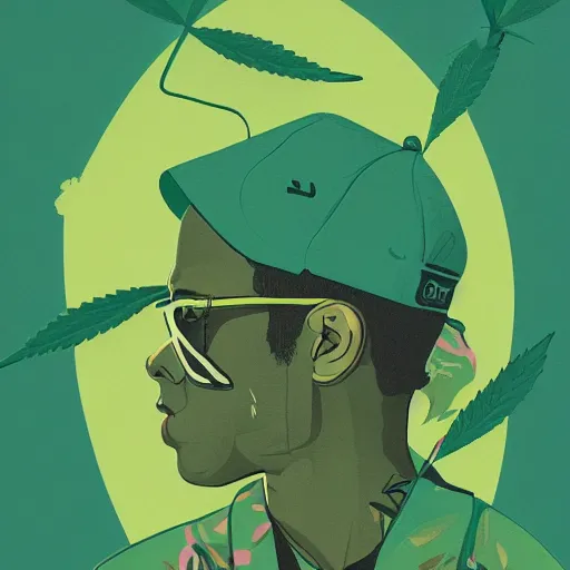 Image similar to marijuana profile picture by sachin teng x jose mertz, miami, organic painting, marijuana smoke, matte, hiphop, hard edges, energetic, 3 d shapes, asymmetrical, smoke, green, highly detailed