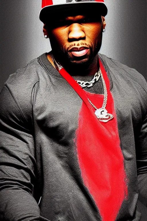 Image similar to rapper 5 0 cent with bloods bandana, pop art, no duplicate image, pixel art, ultra details, ultra realistic, digital painting, artstation, concept art, smooth, sharp focus, identical, illustration, intecrate details, art by richard hamilton and mimmo rottela, pixels art by kirokaze and paul robertson, pencil by chris bachalo