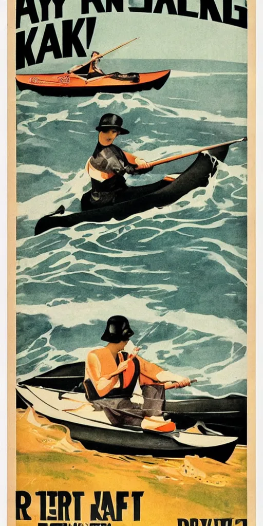 Image similar to a 1 9 2 0 s poster advertising kayaks