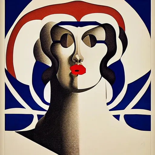 Image similar to constructivism monumental dynamic graphic super flat style figurative portrait by avant garde painter and leon bakst, illusion surreal art, highly conceptual figurative art, intricate detailed illustration drawing, controversial poster art, geometrical drawings, no blur