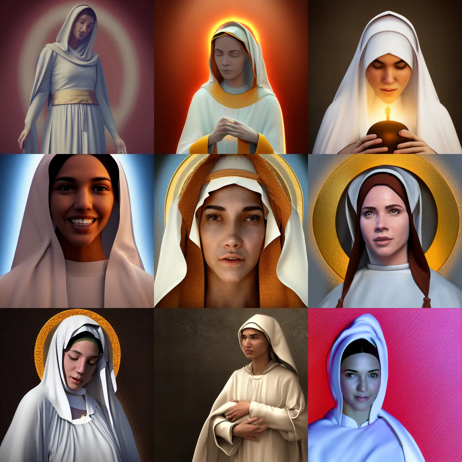 Prompt: Jayson Tatum as Mother Mary, digital art, octane render