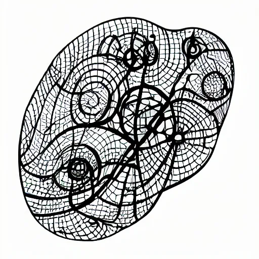 Image similar to Masterpiece neural network tattoo design, line art