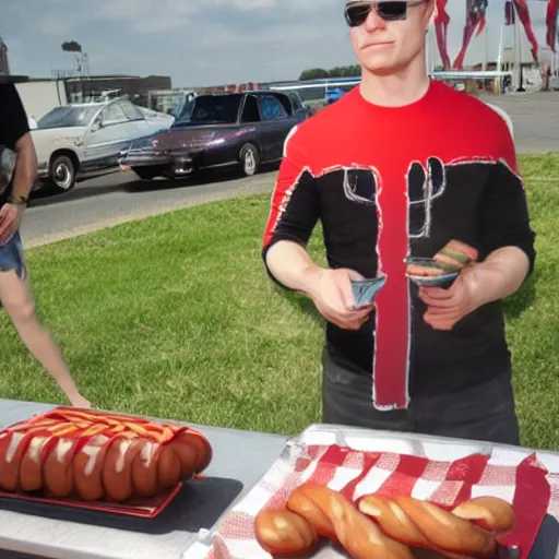 Prompt: wesker operating a hotdog stand