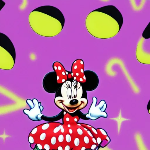 Image similar to minnie mouse having a psychedelic dmt mushroom lsd trip