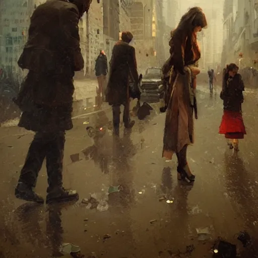 Image similar to the trappings of modern life!, oil painting by greg rutkowski