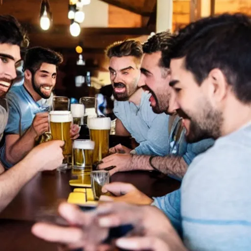 Prompt: a group of 2 7 year old men sharing a beer at a table in the style of pokemon the anime