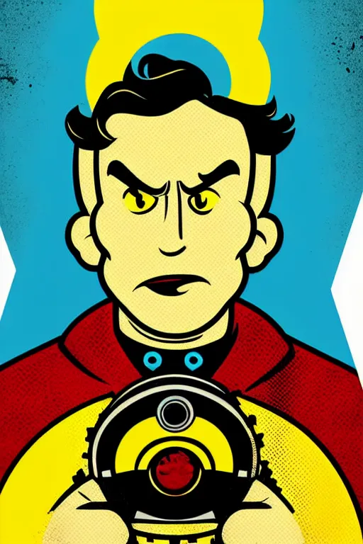 Image similar to fallout 7 6 retro futurist illustration art by butcher billy, sticker, colorful, illustration, highly detailed, simple, smooth and clean vector curves, no jagged lines, vector art, smooth andy warhol style