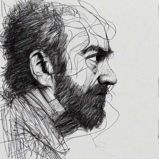 Image similar to a realistic yet scraggly portrait sketch of the side profile of a stern and sophisticated young michael stipe, trending on artstation, intricate details, in the style of frank auerbach, in the style of sergio aragones, in the style of martin ansin, in the style of david aja, in the style of mattias adolfsson