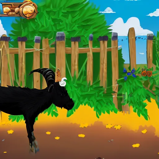 Image similar to a black goat in viva pinata, screenshot