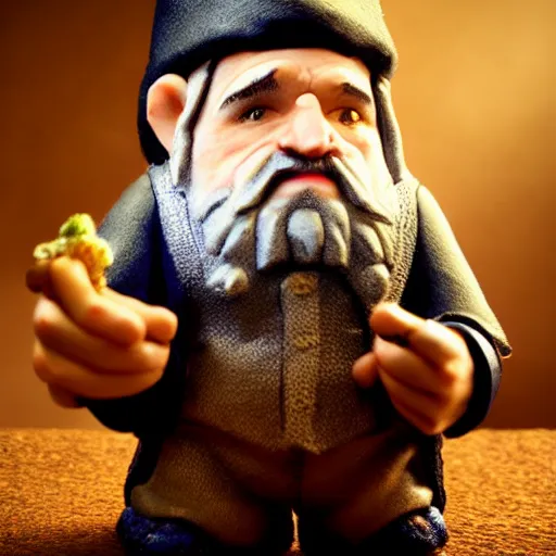 Prompt: Gnome Alchemist dressed like a 1920s mobster, Peter Jackson Lord of the Rings, Volumetric Lighting, Photograph, Practical Effects, Cinematic