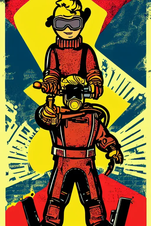 Image similar to fallout 7 6 retro futurist illustration art by butcher billy, sticker, colorful, illustration, highly detailed, simple, smooth and clean vector curves, no jagged lines, vector art, smooth andy warhol style