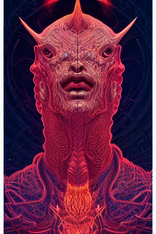 Prompt: satan, highly detailed vfx side portrait, intricate detailed environment, global illumination, by james jean and moebius and artgerm and liam brazier and victo ngai and tristan eaton. detailed, vector art, digital illustration, concept art, 8 k, hdr