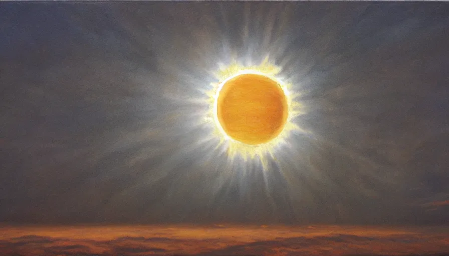 Prompt: the sun being blocked, seen from earth, oil painting