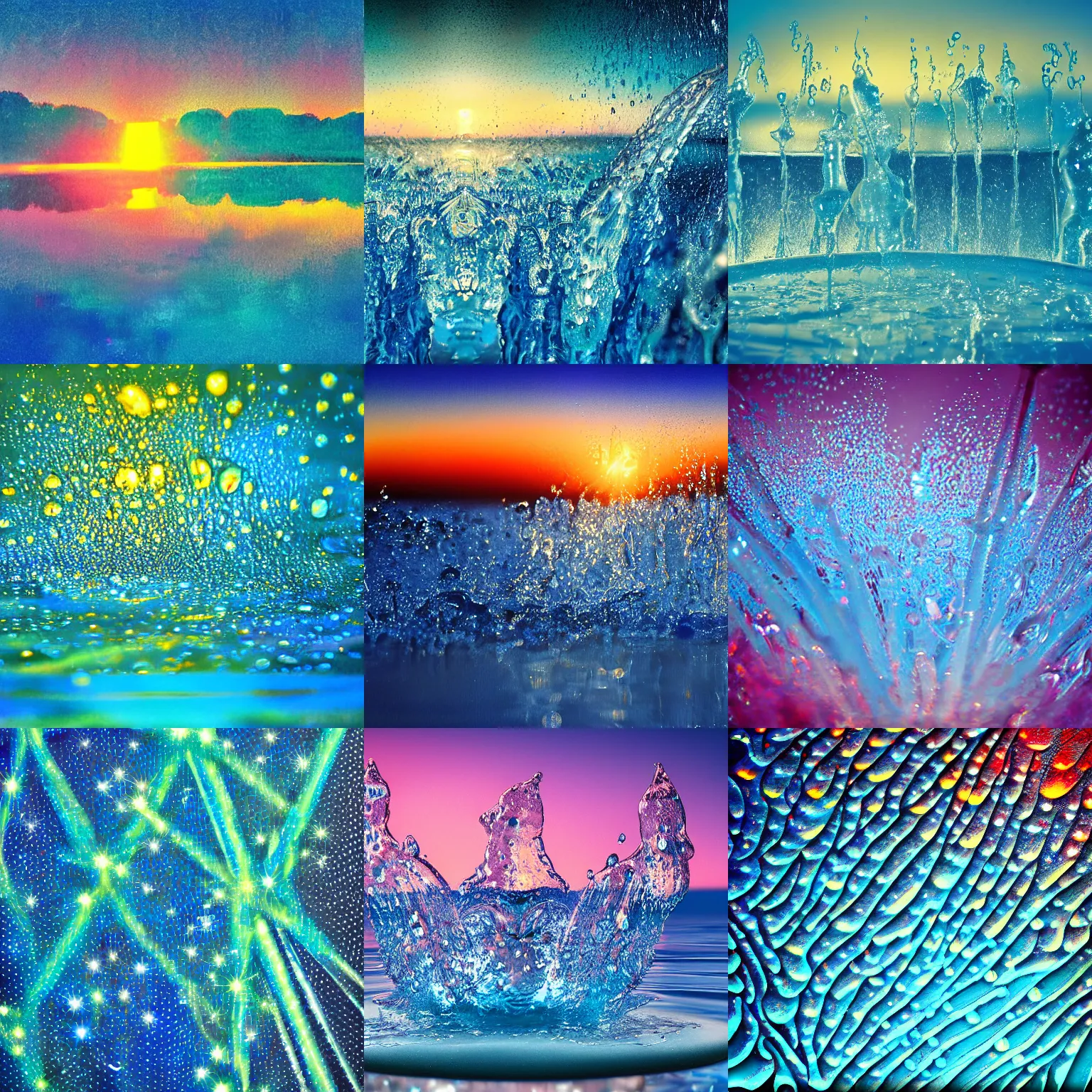 Prompt: closeup fantasy with water magic, at gentle dawn blue light, pop art