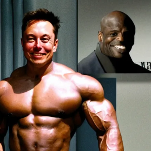 Image similar to elon musk with ronnie coleman's physique