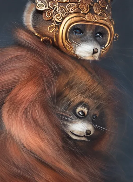 Image similar to a beautiful detailed oil on copper art illustration of a japanese tanuki mask woman, centered, by charlie bowater, zeng fanzh, trending on artstation, dim dusk lighting, cinematic lighting, detailed lighting, volumetric lighting, realistic, f 8, 4 k hd wallpaper