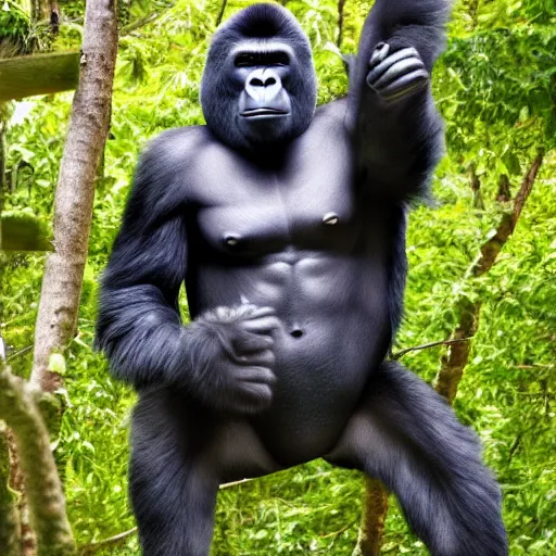 Image similar to high quality photo of a gorilla parachuting, realism, 8k, award winning photo