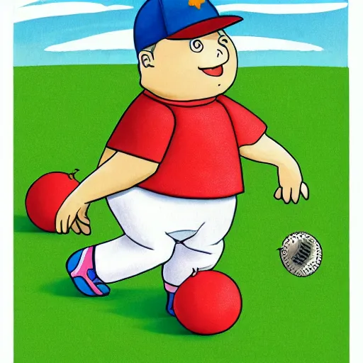 Prompt: illustration from hippos play baseball, a children's board book by sandra boynton