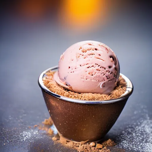 Image similar to extremely delicious looking photo of ice cream desert in cup, very expensive top quality product, michelin star, most perfect desert on the world, small manufacture, unique style, 8 k, product photography, professional studio photography