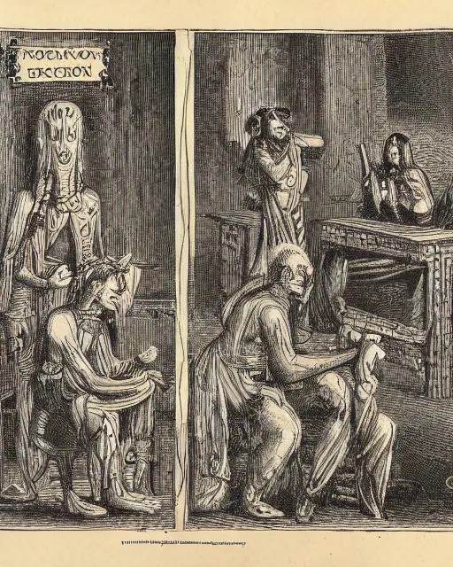 Image similar to a page from the necronomicon depicting instructions on how to perform a ritual, 1 9 th century engraving, 8 k, detailed, occult, etching