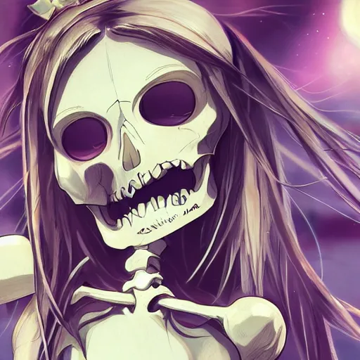 Anime Manga Skull Portrait Young Woman Skeleton · Creative Fabrica