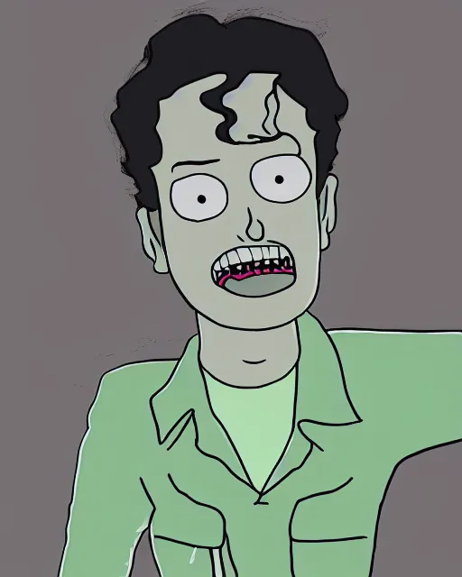 Image similar to portrait of michael jackson in the style of justin roiland. cinematic lighting. style of rick & morty. photographic, photography. by justin roiland