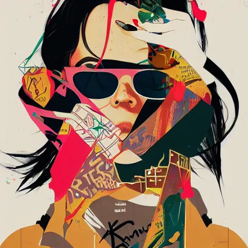 Image similar to YSL x Alyx x Jet Grind Radio Profile Picture by Sachin Teng, asymmetrical, Organic Painting , Matte Painting, geometric shapes, hard edges, graffiti, street art,:2 by Sachin Teng:4