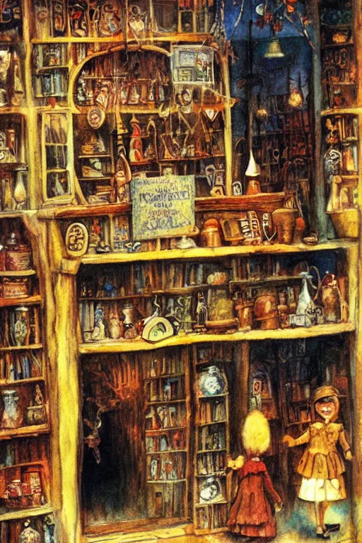 Image similar to a magic shop, by jerry pinkney