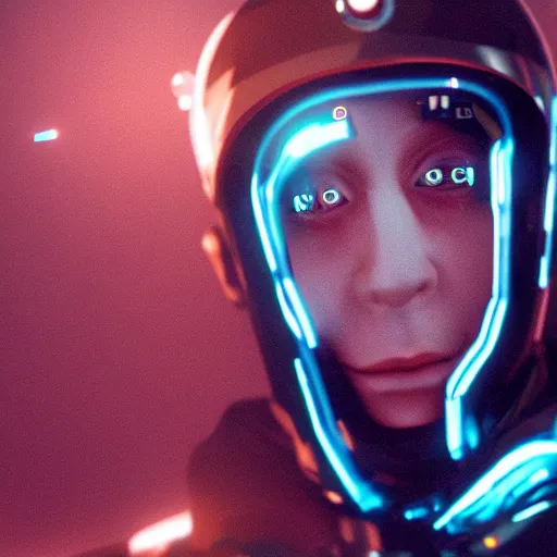 Image similar to a cinematic film still of rapper lil skies as a cybernetic cyborg, cgi, surrealism, film photography