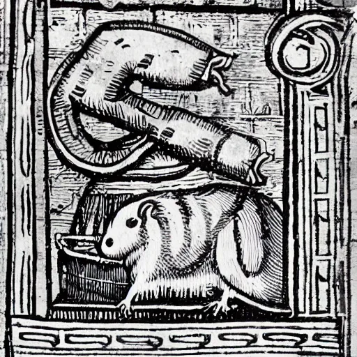 Image similar to medieval book illustration of a guinea pig