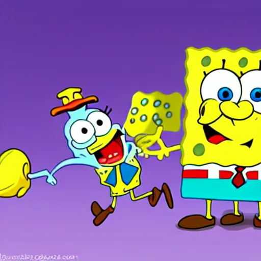 spongebob with a sad!!! expression slouching on a, Stable Diffusion