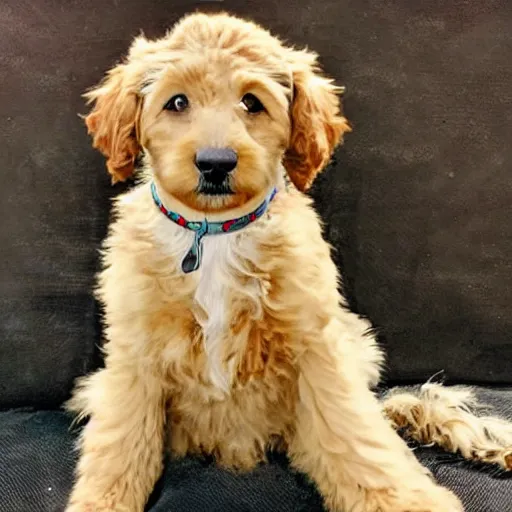 Prompt: a photograph of a goldendoodle mixed with a chihuahua