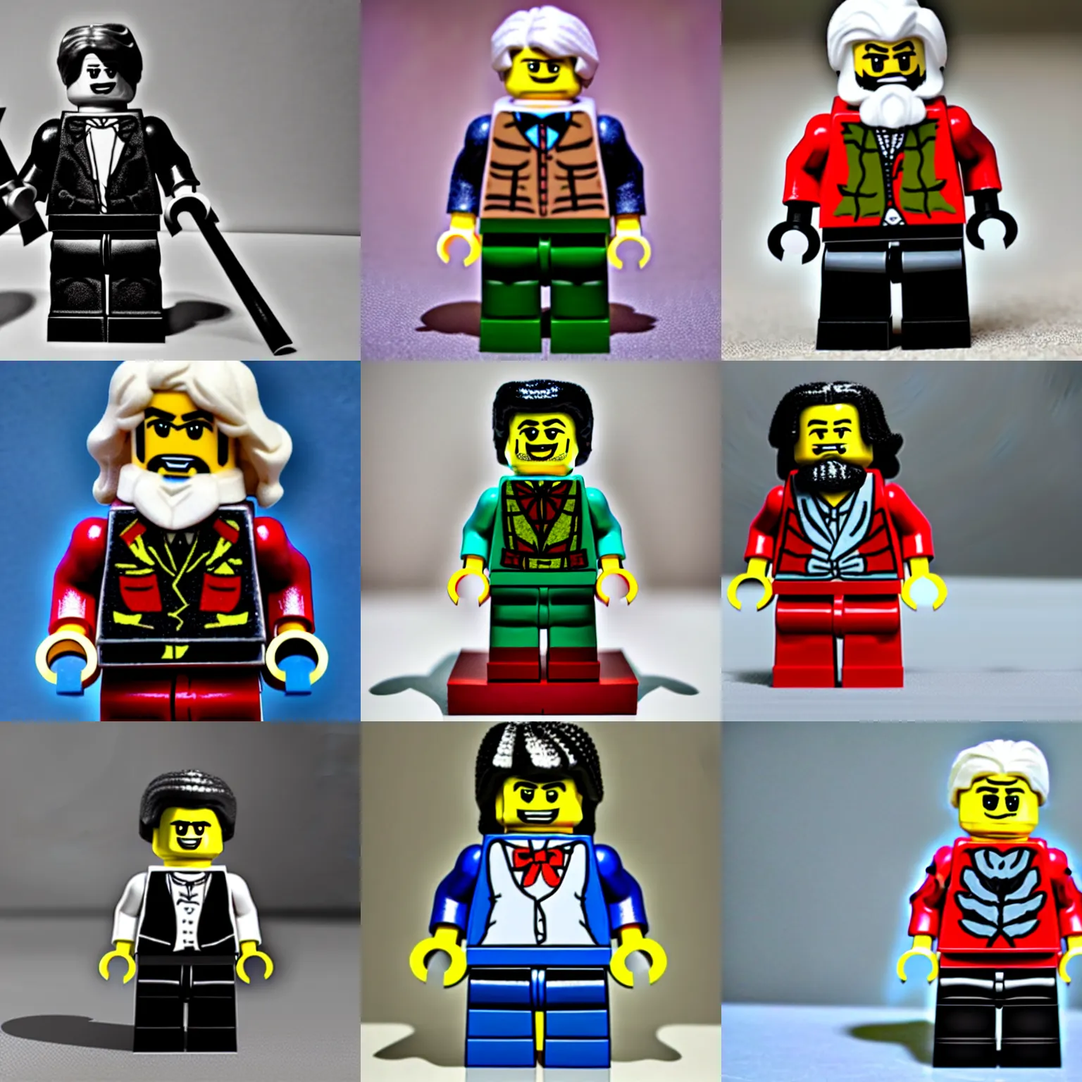 Prompt: beautiful photograph of karl marx lego character
