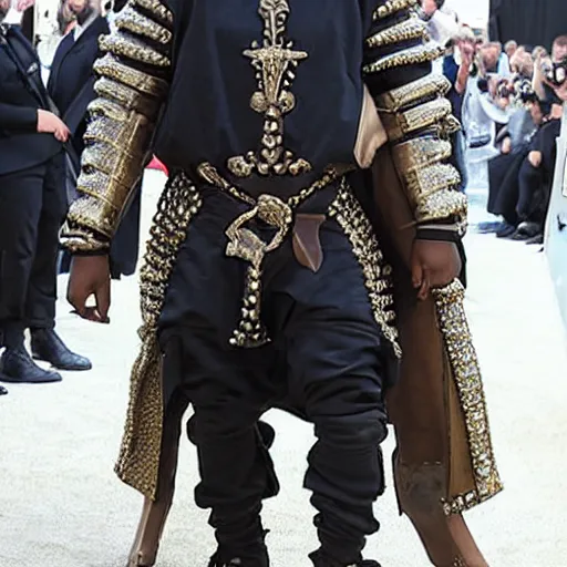 Prompt: kanye west wearing medieval armor