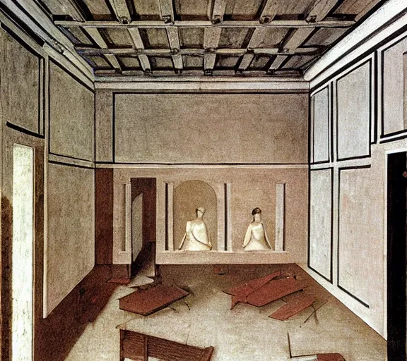 Image similar to drawing of the backrooms by piero della francesca