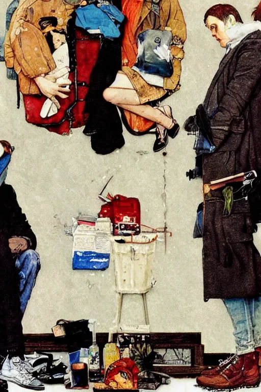 Image similar to eternal sunshine of the spotless mind painted by Norman Rockwell