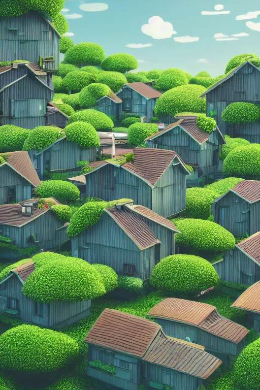 Image similar to stacked houses, solarpunk, studio ghibli, octane render, 4 k