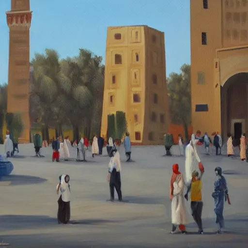 Prompt: Ummayad Square, oil painting