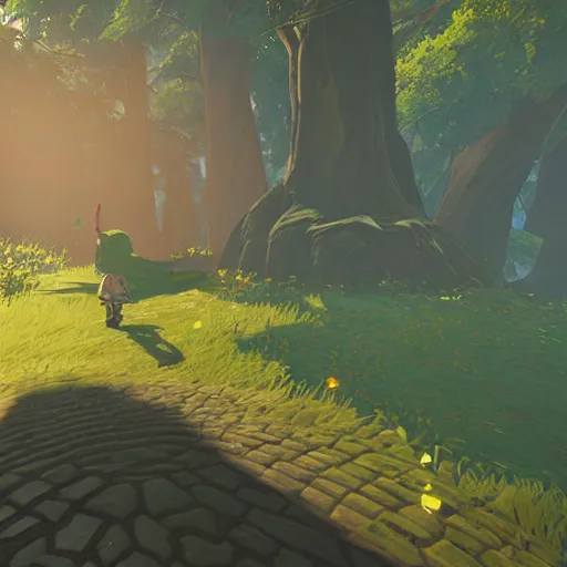 Image similar to The Legend of Zelda Breath of the Wild, Unreal Engine 5, path tracing