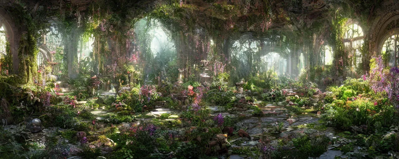 Image similar to ,inside a magical ethereal garden, highly detailed, 4k, HDR, award-winning, artstation, octane render