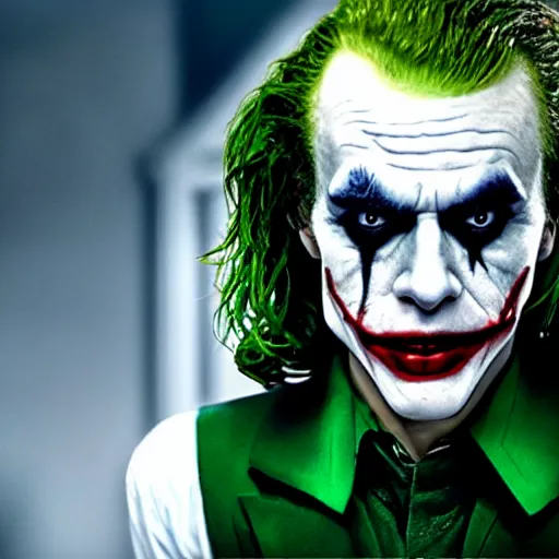 Image similar to awe inspiring image of Emma Stone playing The Joker looking beautiful 8k hdr