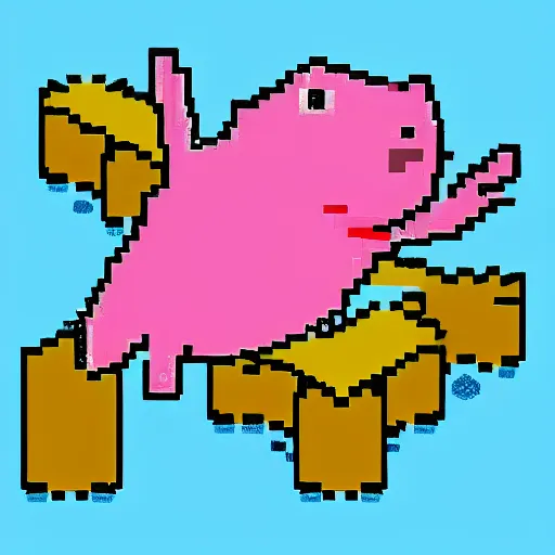 Prompt: a pixel art of an axolotl swimming in a coral reef