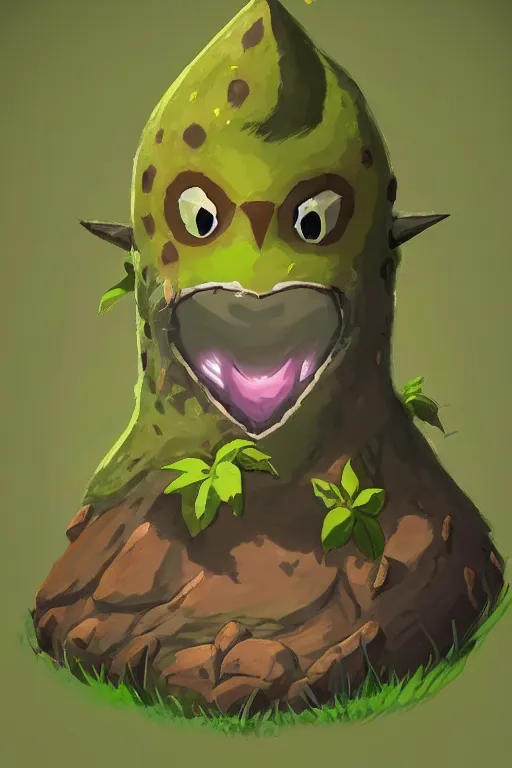 Image similar to an in game portrait of a korok from the legend of zelda breath of the wild, breath of the wild art style.